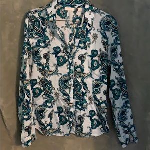 New York & Company paisley blue button down